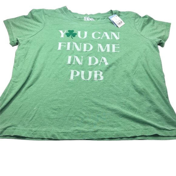 Doe Women's XL Green Short Sleeve Tee Shirt You Can Find Me In Da Pub New - Picture 1 of 10